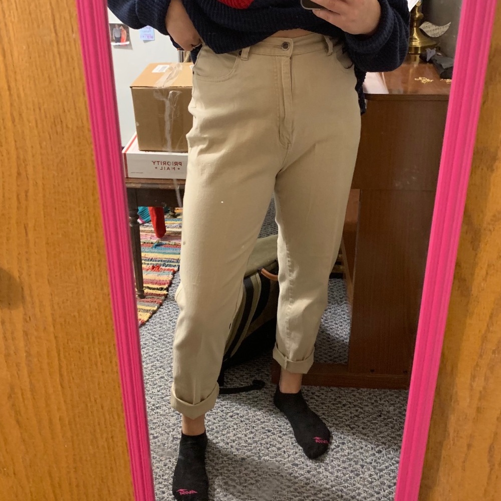 vintage route 66 khaki straight leg pants